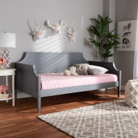 Baxton Studio Mariana-Grey-Daybed Mariana Classic and Traditional Grey Finished Wood Twin Size Daybed